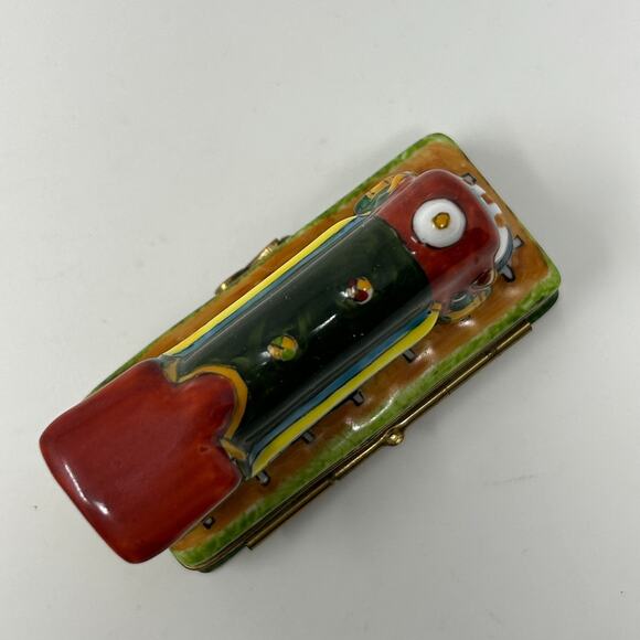 Limoges France Peint Main Porcelain Hinged Train Engine Trinket Box Collectible - Picture 7 of 8